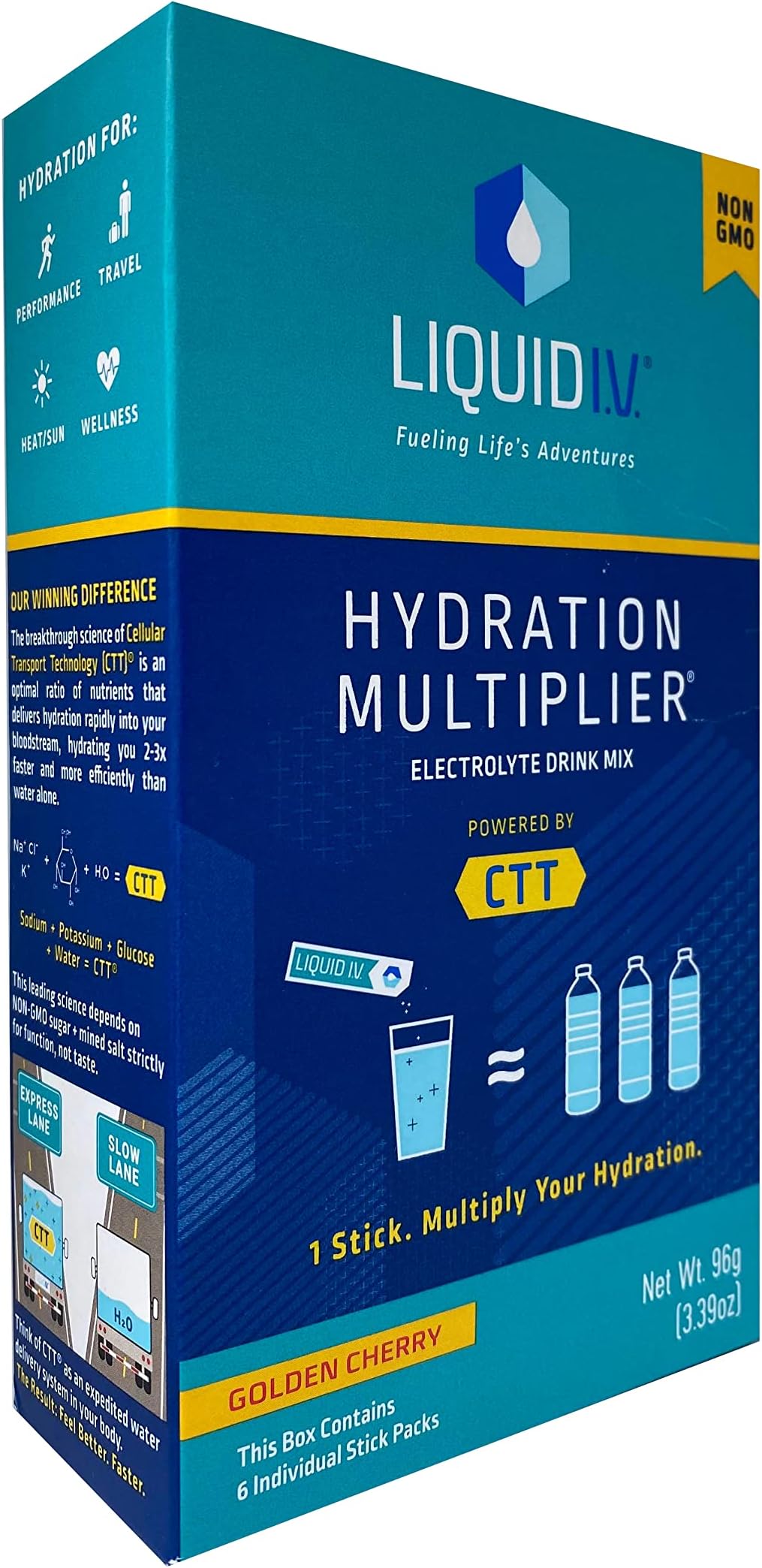 Liquid I.V. Hydration Multiplier, Golden Cherry, Electrolyte Drink Mix Powder Packet, 6 Ct, 96g Net Wt