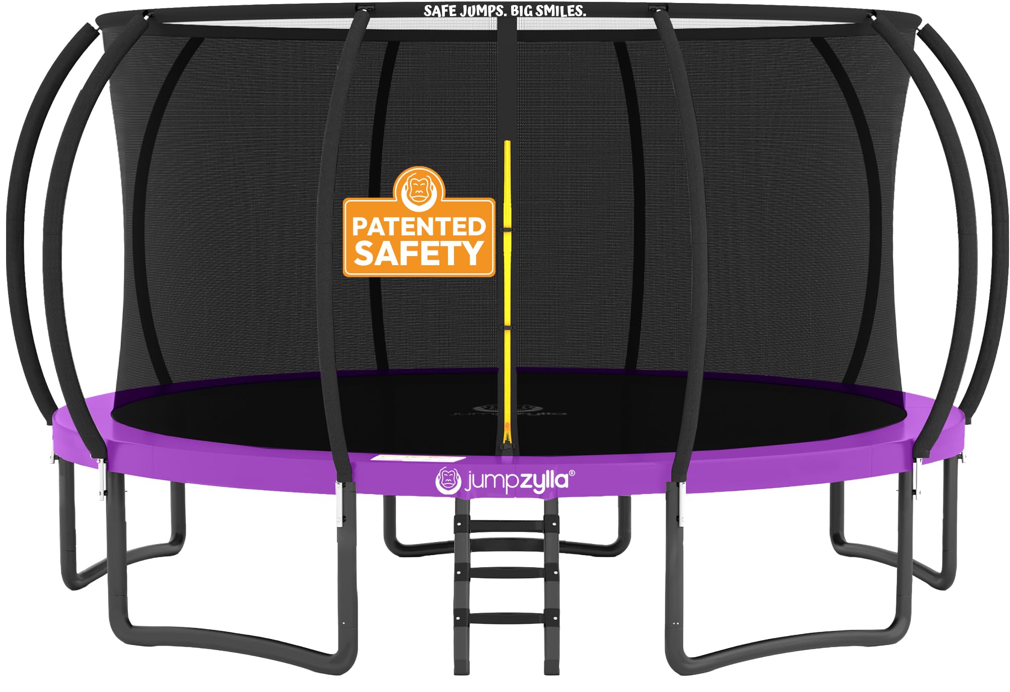 JUMPZYLLA Trampoline Outdoor 8FT 10FT 12FT 14FT 15FT 16FT with Enclosure and Ladder, ASTM Approved Recreational Trampoline for Kids and Adults, Anti-Rust Coated Frame
