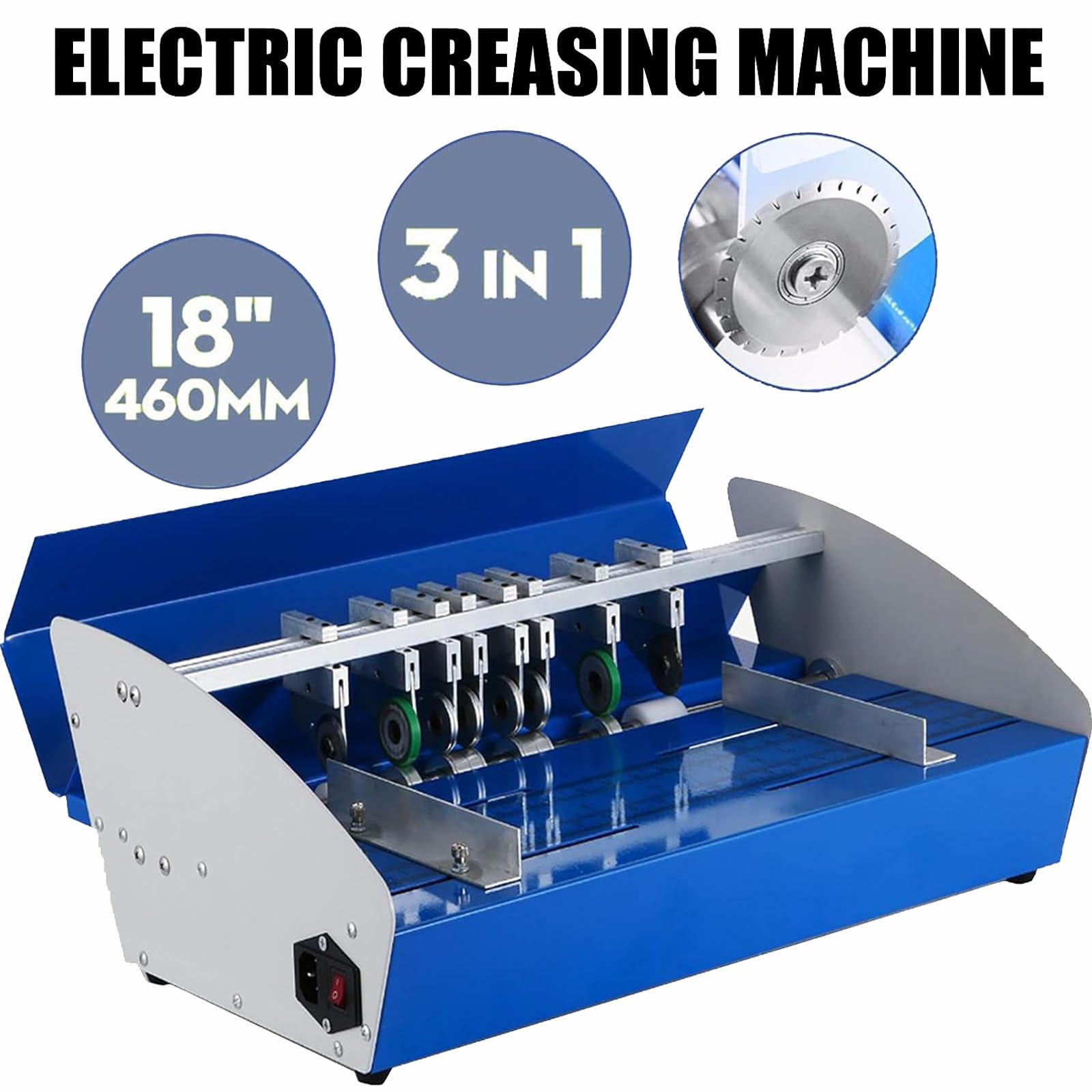 Máquina perforadora de papel, máquina plegable 3 en 1, máquina eléctrica de puntuación de pliegues, metal resistente, perforación/pliegue/corte de 1 mm de ancho, para fotos, menús y cubiertas de