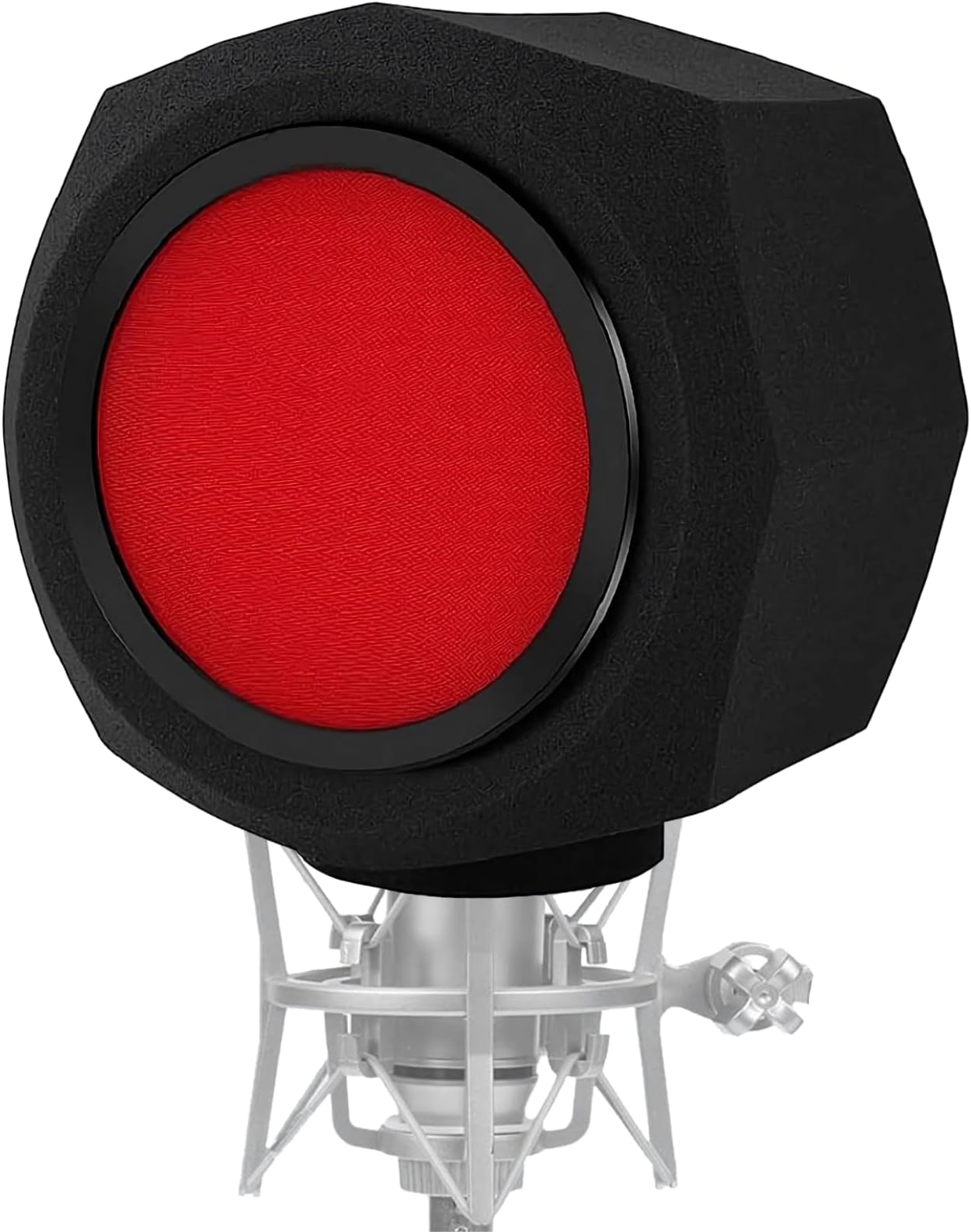 Microphone Pop Filter, Professional Mic Windscreen, Thick Wind Shield Acoustic Filter for 45mm-60mm Recording Studios Microphones, Sound-Absorbing Foam that Reduces Noise and Reflections (Oct Red)