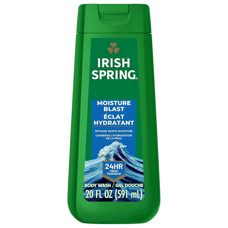 Sabonete líquido corporal e facial Irish Spring Moisture Blast para homens, 600 mL