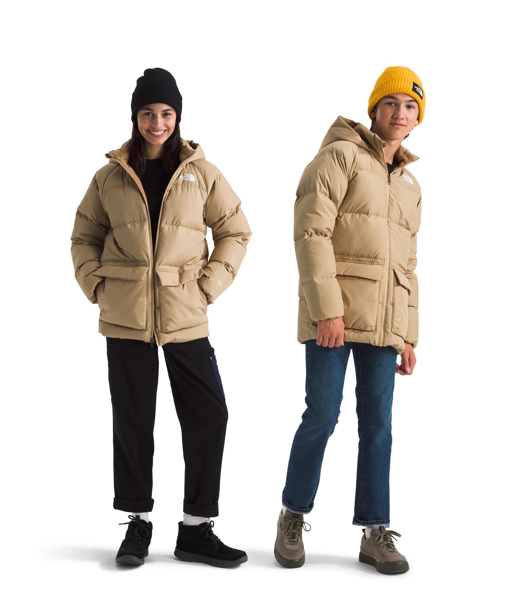 THE NORTH FACE Teen North Down Fleece-Lined Short Parka | 600 Fill Waterfowl Down, Water Repellent, Insulated Hood, & Pockets