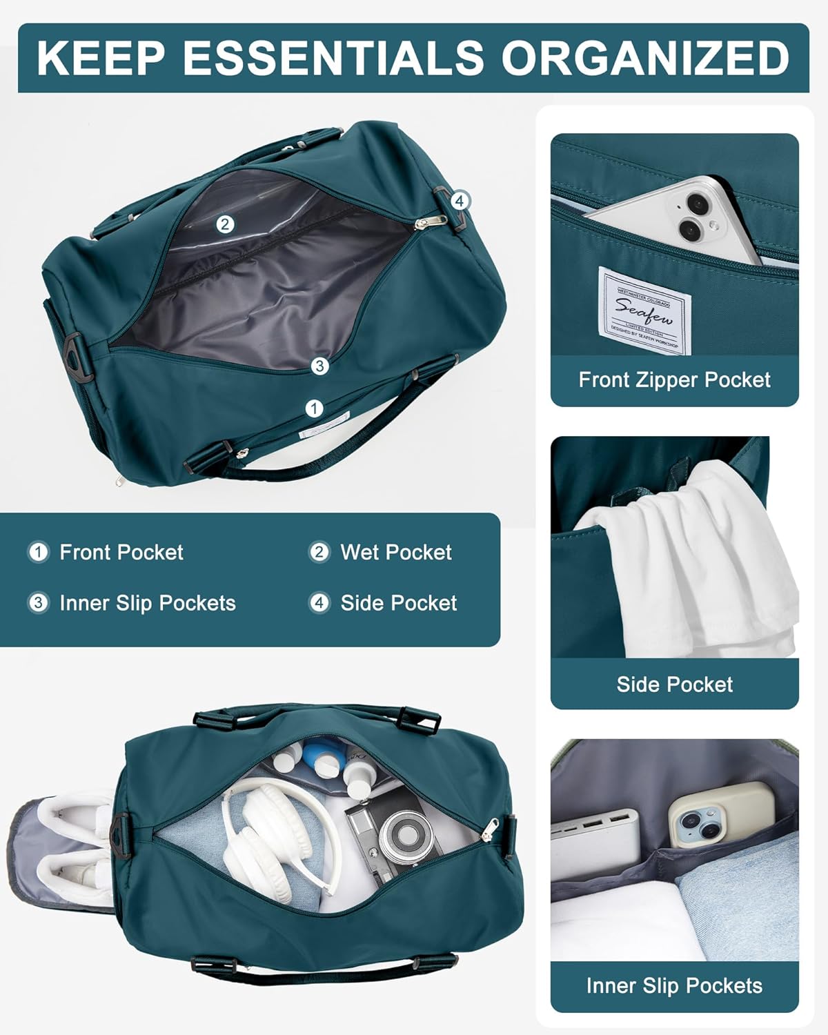 Gym Bag Womens Mens with Shoes Compartment and Wet Pocket Travel Duffel Bag for Women for Plane Sport Gym Tote Bags with Toiletry Bag Waterproof Weekend Overnight Carry on Bag Hospital Holdalls