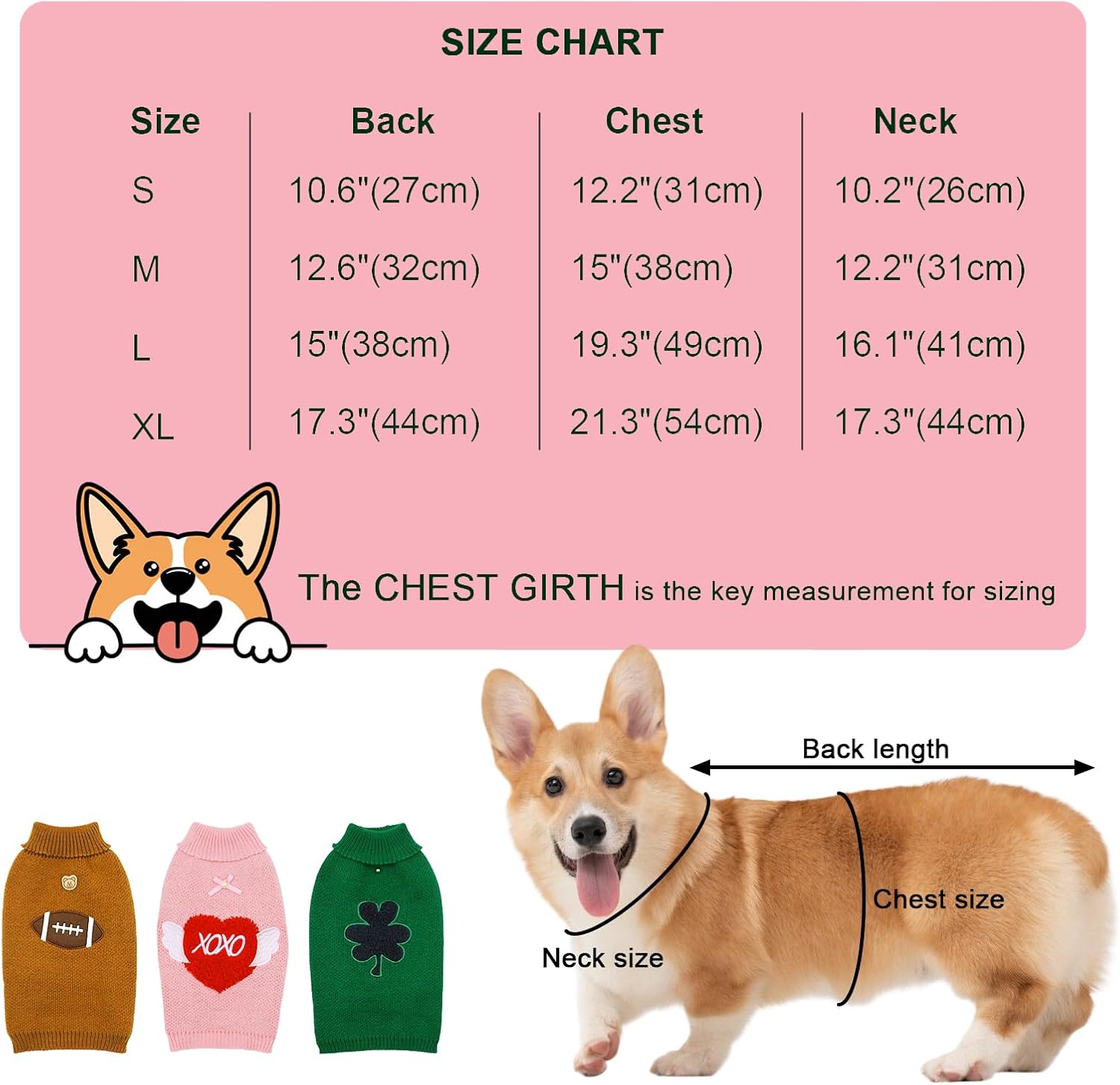 Dog Sweaters for Small to Medium Dogs 3-Pack, Soft Knit Warm Dog Pullover, Cute Pet Outfit for Frenchie, Pug, Boston Terrier, Fall Winter Dog Clothes for Boys Girls(M)