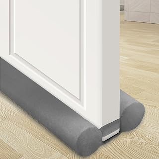 Under Door Draft Stopper 32 inch Draft Blocker for Bottom of Door 27-35 inch Seal Insulator Noise Stopper Weather Stripping Breeze Blocker (Grey, 35" (Up to 1.1" Gaps)