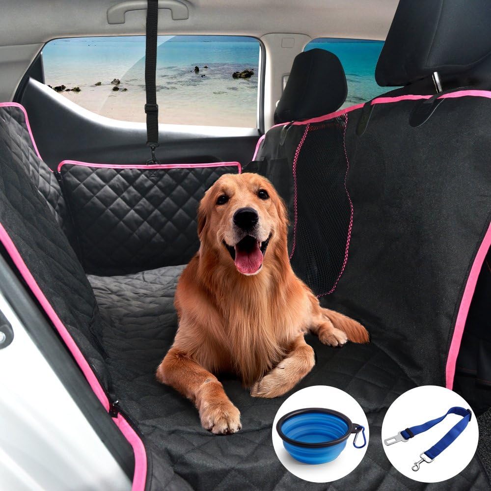 CCJK Pet Dog Car Seat Cover for Cars and Trucks, Waterproof Surface Anti-Scratch Material, with Pet Car Seat Safety Belt and Collapsible…
