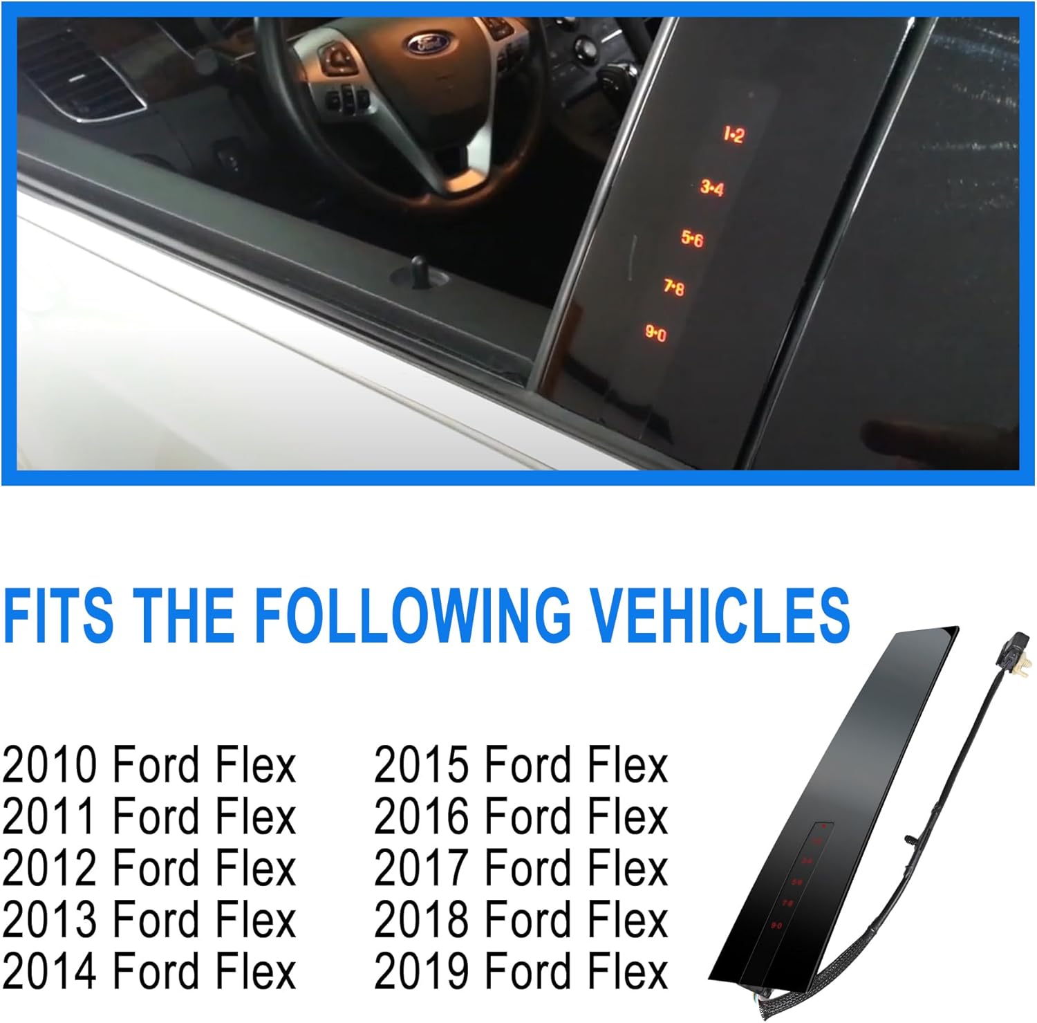 Front Door Pillar Trim Molding Panel Keyless Entry Keypad B LH Driver Fit for Ford Flex 2010 2011 2012 2013 2014 2015 2016 2017 2018 2019 Replaces BA8Z-7420555-AC BA8Z-7420555-AA