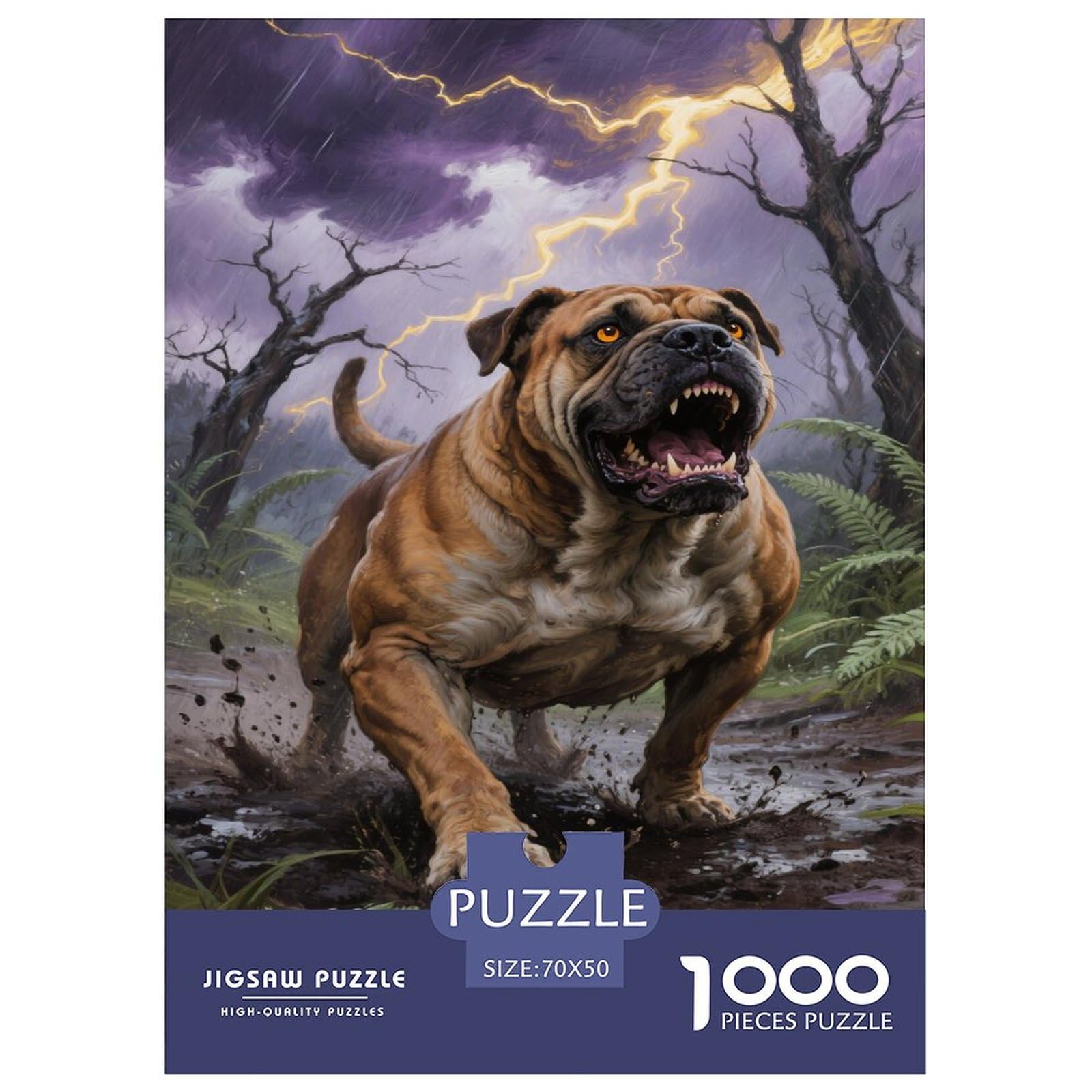 Bulldog Jigsaw Puzzles 1000 Piece Challenge Toy for Adults,Forest Storm Impossible Jigsaw Puzzles 1000 Pieces Educational Games Home Decoration 70x50cm/1000pcs