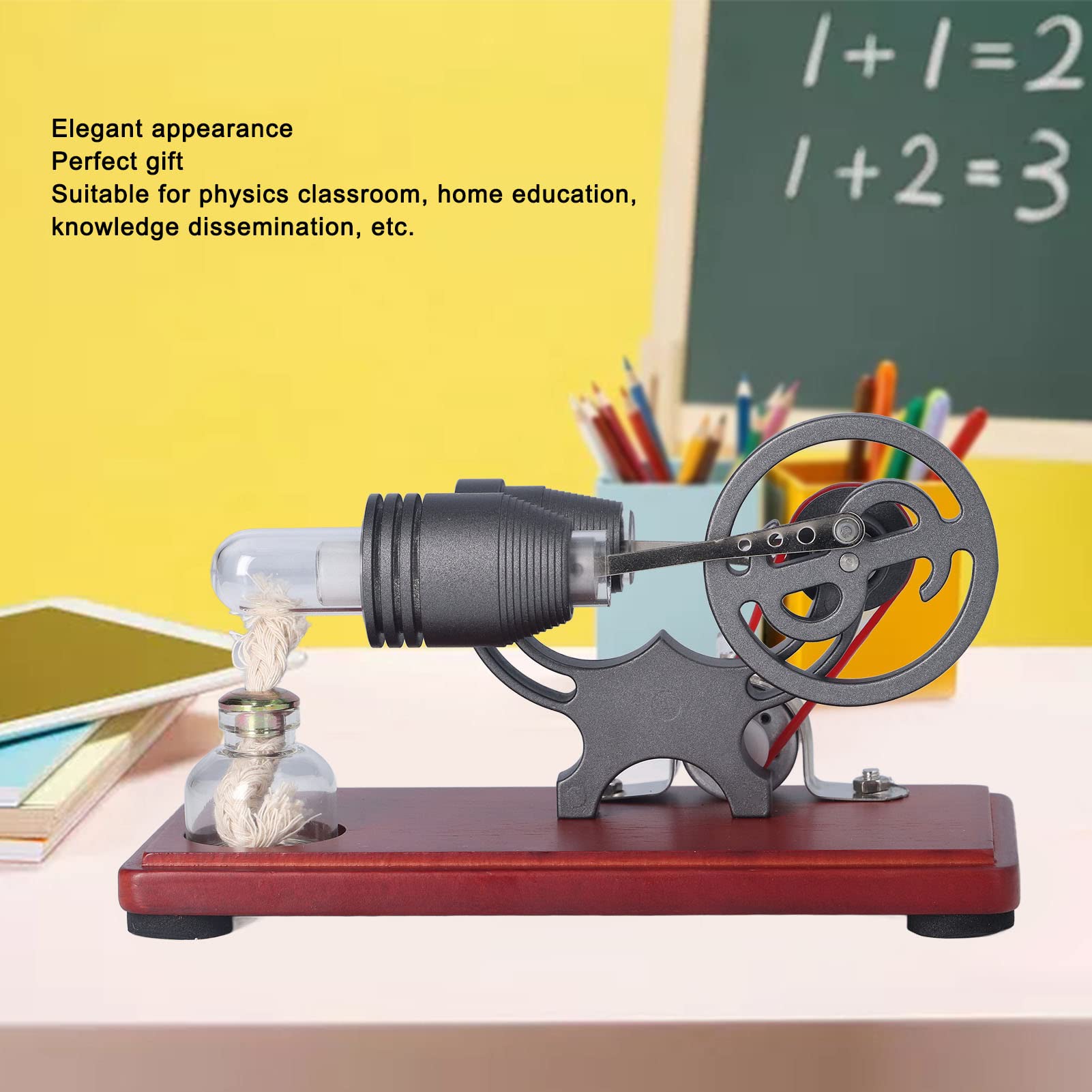 Zestaw modeli generatora edukacyjnego do zajęć fizycznych, silnik parowy alkoholu z łańcuchem świetlnym LED, antypoślizgowa podstawa i szklana rurka grzewcza edukacyjna