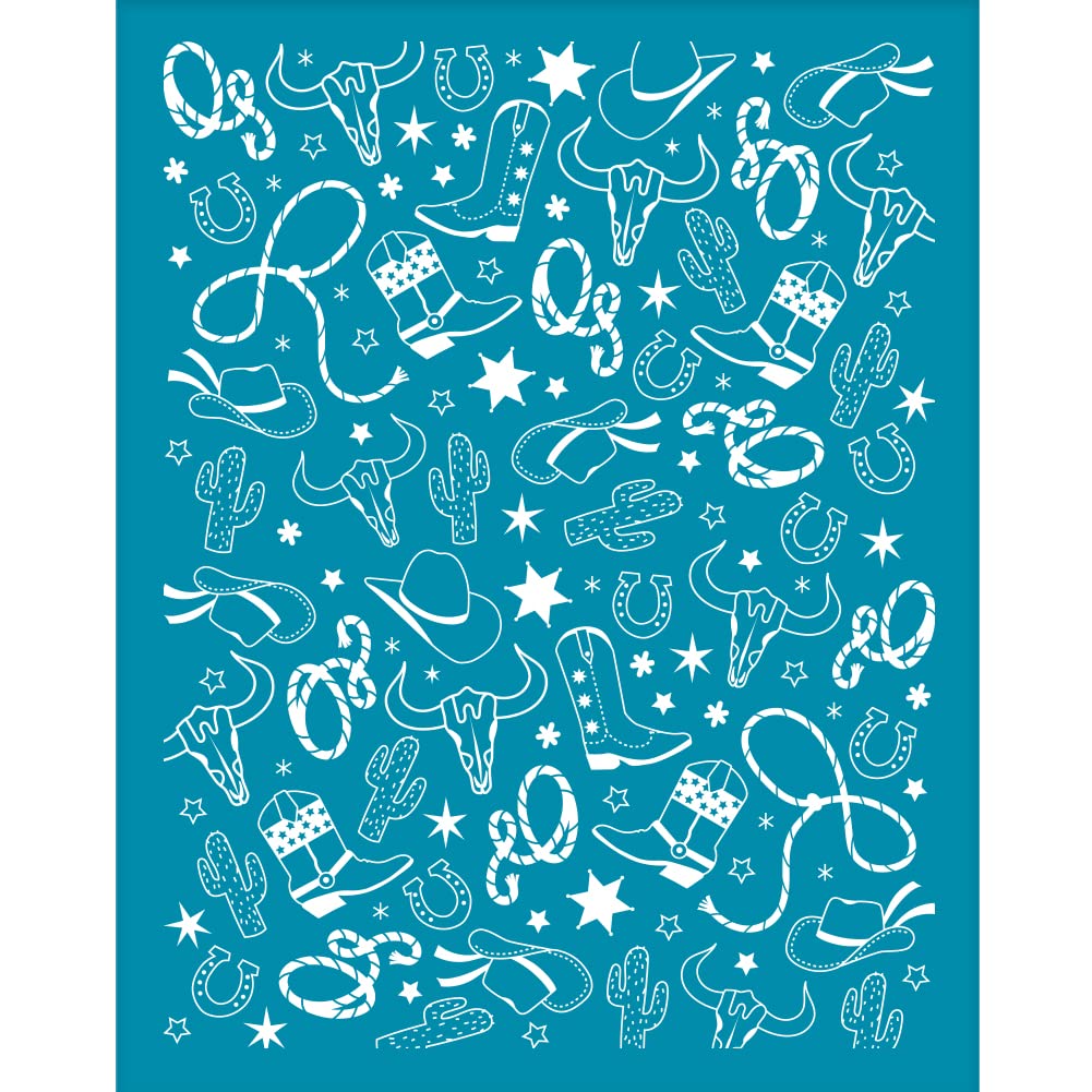 OLYCRAFT 10x12.7cm Western Cowboy Silk Screen for Polymer Clay Cactus Silk Screen Printing Stencils Cow Reusable Clay Stencils Non-Adhesive Transfer Stencil for Polymer Clay Earring Jewelry Making