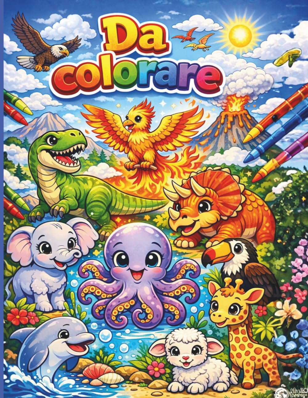 Dinosauri e Animali: Libro da colorare per ragazzi e ragazze dai 4 agli 8 anni