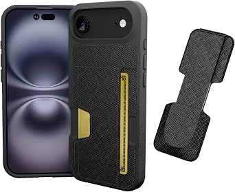 Smartish iPhone Air Wallet Case + Phone Grip Finger Loop - Wallet Slayer Vol. 2 [Slim + Protective] Credit Card Holder + Pop Out Ring Kickstand for Apple iPhone Air - Black Tie Affair