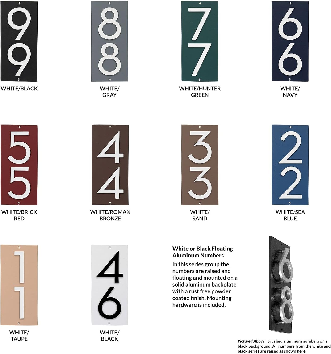 Montague Metal Products Floating Modern 4‘’ Number Vertical Address Plaque-Assembled-Address Sign-House numbers sign-Aluminum-Easy to Install-Vertical-2 Digit