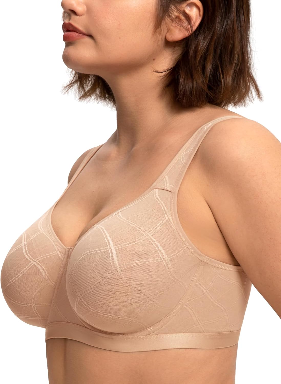 HSIA Minimizer Bras for Women Full Coverage Underwire Plus Size Unlined Mesh Jacquard Bra with Wide Straps - Image 3