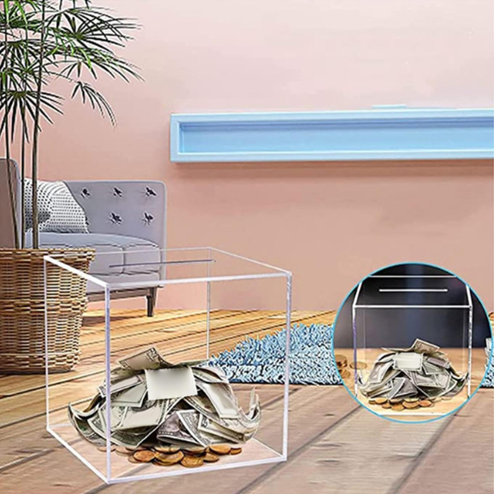 Tirelire Transparente En Acrylique Inouvrable - Grande Capacité 1900 Ml - Pour épargne Forcée, Adulte Ou Enfant