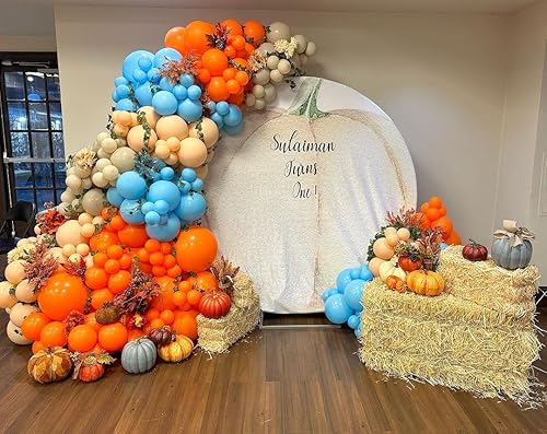 Miniatura 5 de Kit de arco de guirnalda de globos de Acción de Gracias, 175 globos naranja, azul, gris, para otoño, cumpleaños, decoración de fiesta de baby shower