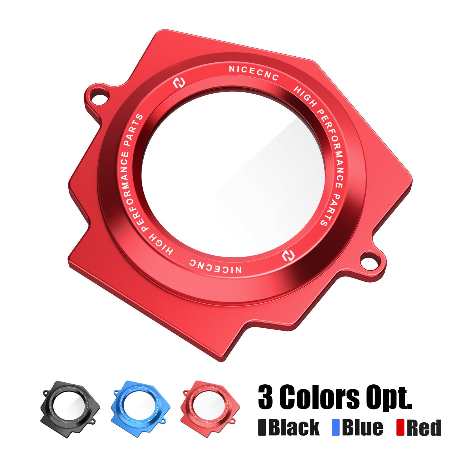 NICECNC Couvercle d'arbre à Came Transparent en Alliage d'aluminium Rouge Compatible with Yamaha Raptor YFM 700 2006-2024, Raptor 700 R 2009-2024, Raptor 700 SE 2009-2024