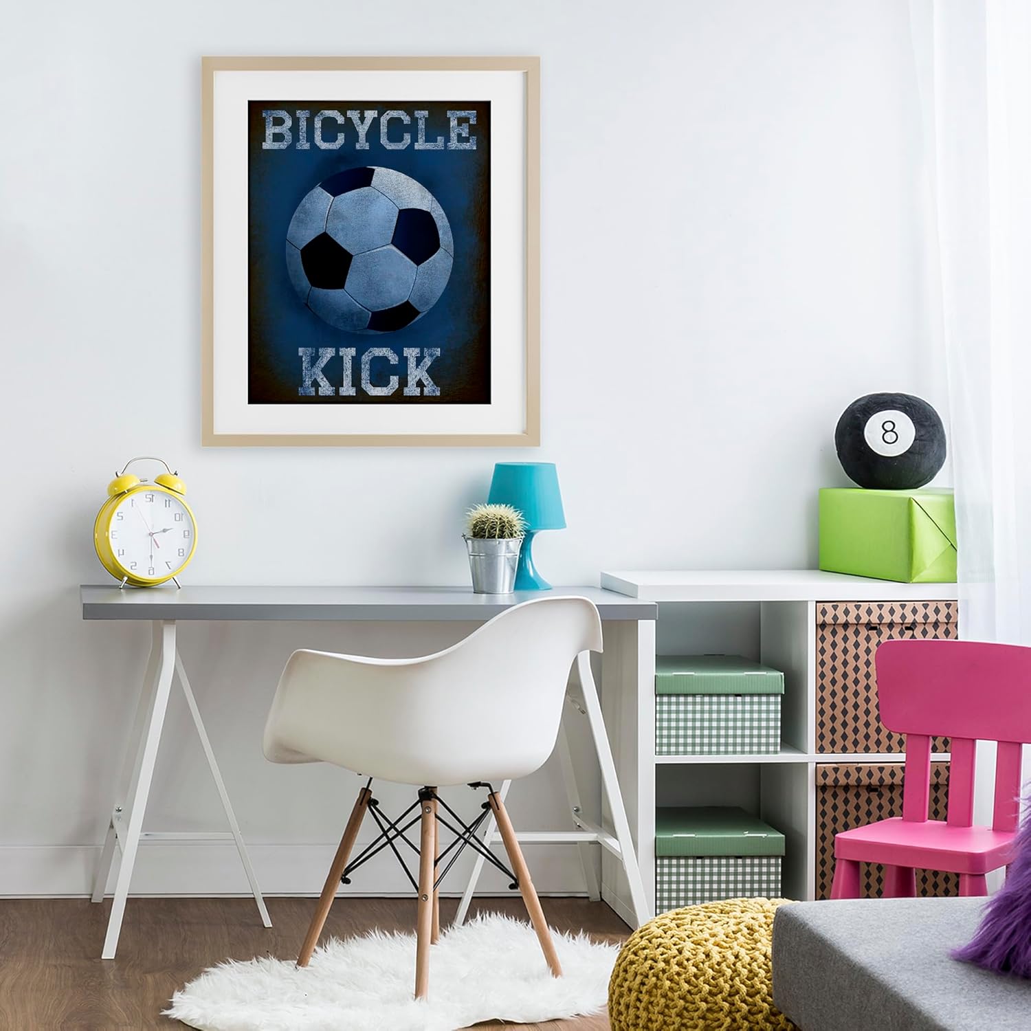 Stupell Industries Bicycle Kick Navy Sports Birch Framed Print Under Glass, design by Marcus Prime, 21 x 17