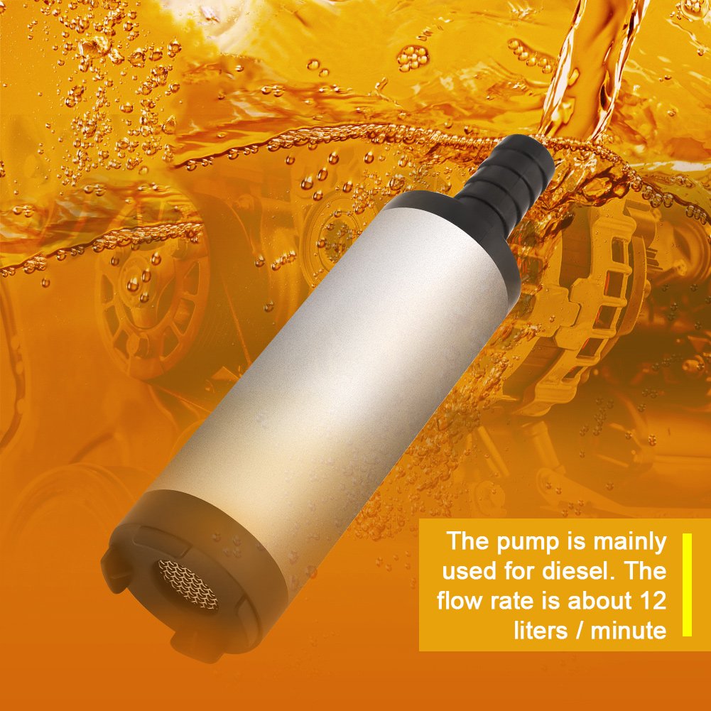 Diametro 3,8 cm inox DC 12V Sommergibile Gasolio Olio Carburante Pompa di Trasferimento dell'Acqua Sifone Elettrico per Auto Motocicletta per Cambiare Olio