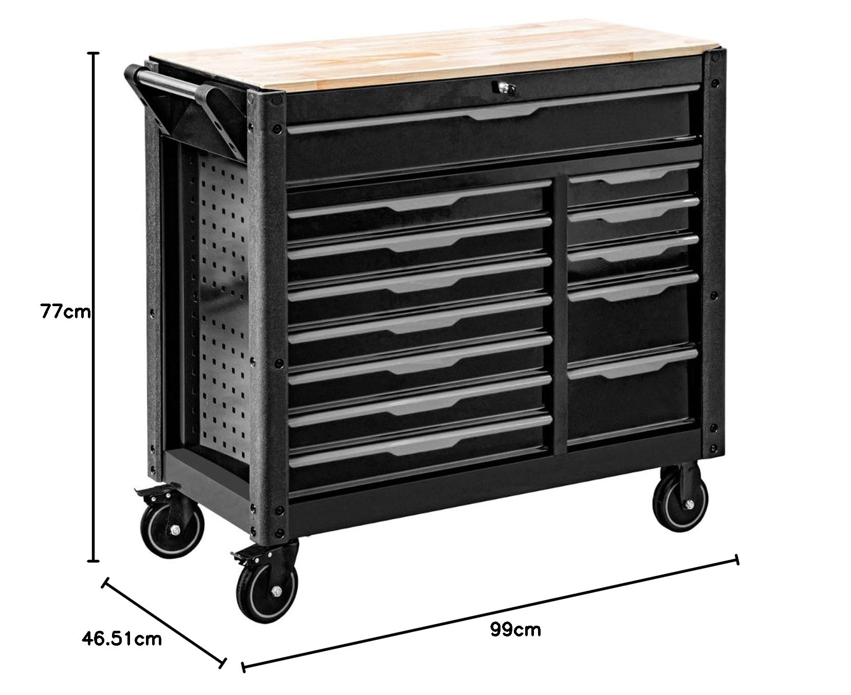 JOMAFA Carro de Taller Grande de 13 cajones con Bandeja de Madera, Edición XXL con 6 modulos de Herramientas Rojo