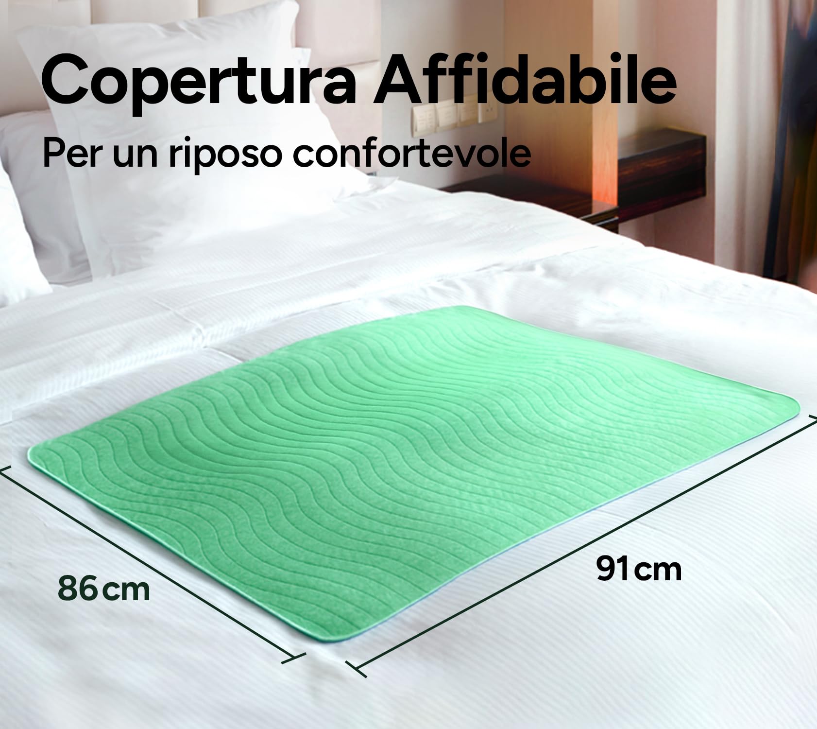 WhyWorry Traverse Letto Anziani, 86x91 cm Traverse Lavabili per Incontinenza Adulti, Copriletto Impermeabile, Proteggi Materasso, Assorbente e Impermeabile, Traspirante, Oeko-TEX, Verde, 4 Unità