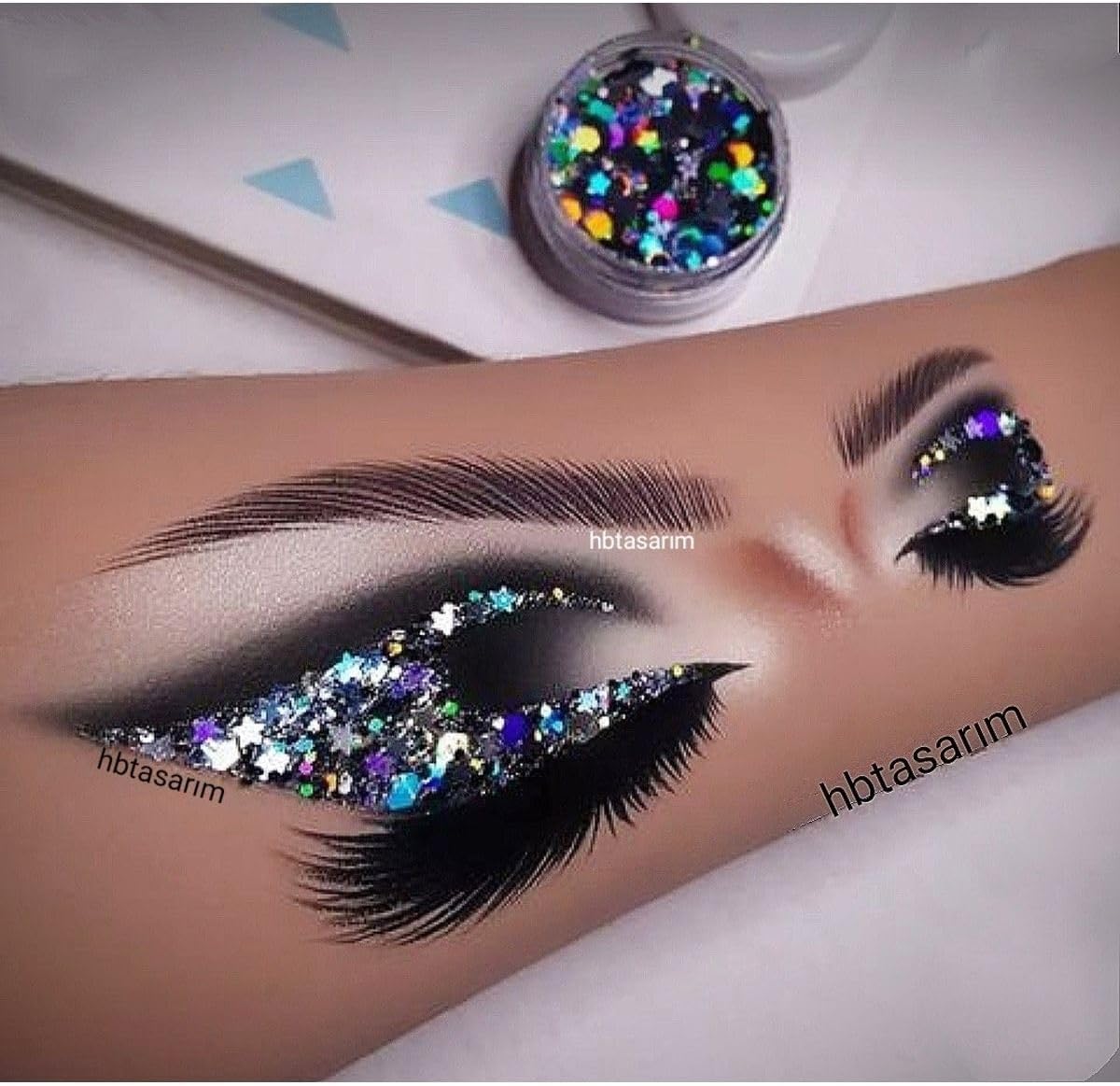 Jel Glitter Siyah-Gümüş Yıldız Detaylı Sim, serashinegozfarı3