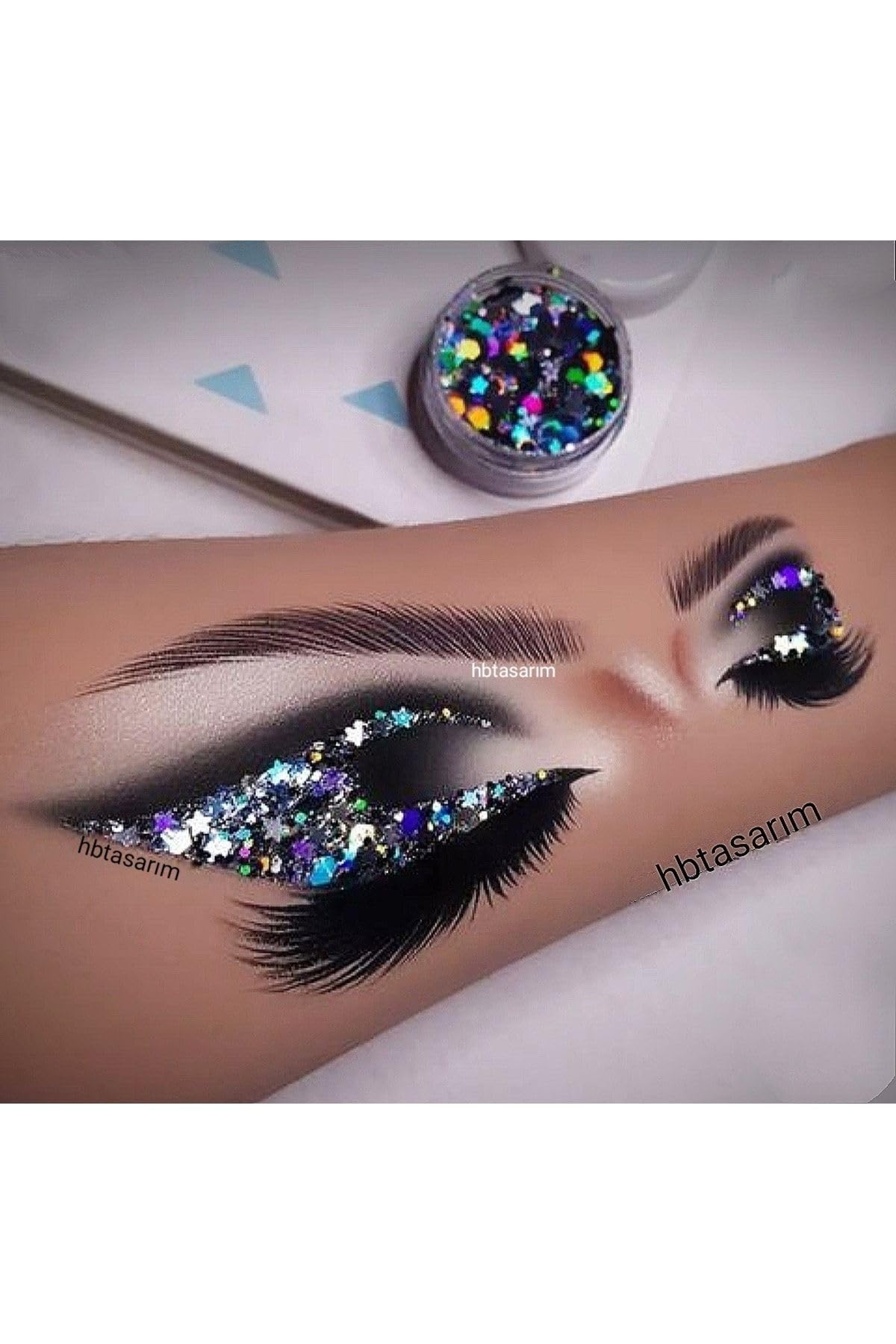 Hb Tasarım Jel Glitter Siyah-Gümüş Yıldız Detaylı Sim, serashinegozfarı3
