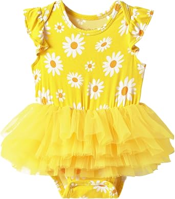 Baby Girl Bodysuit Soft Romper Ruffle Dress, Newborn Sleeveless Clothes Jumpsuit, Viscose Made from Bamboo