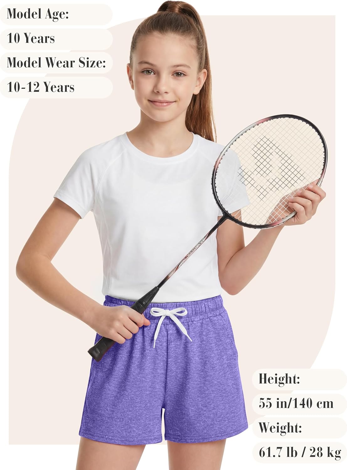 Resinta 5 Pack Girls Athletic Shorts Dry-Fit Soccer Basketball Shorts Performance Teens Shorts with Drawstring and Pockets