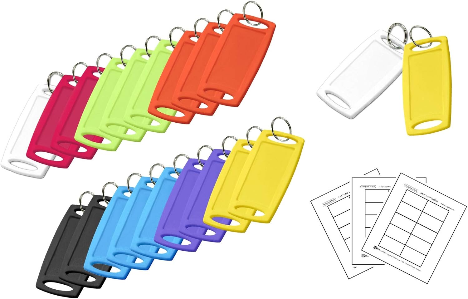 Lucky Line 2-1/4" X 1-1/8" Rectangular Label-It Plastic Tags, 20 Pack (17029)