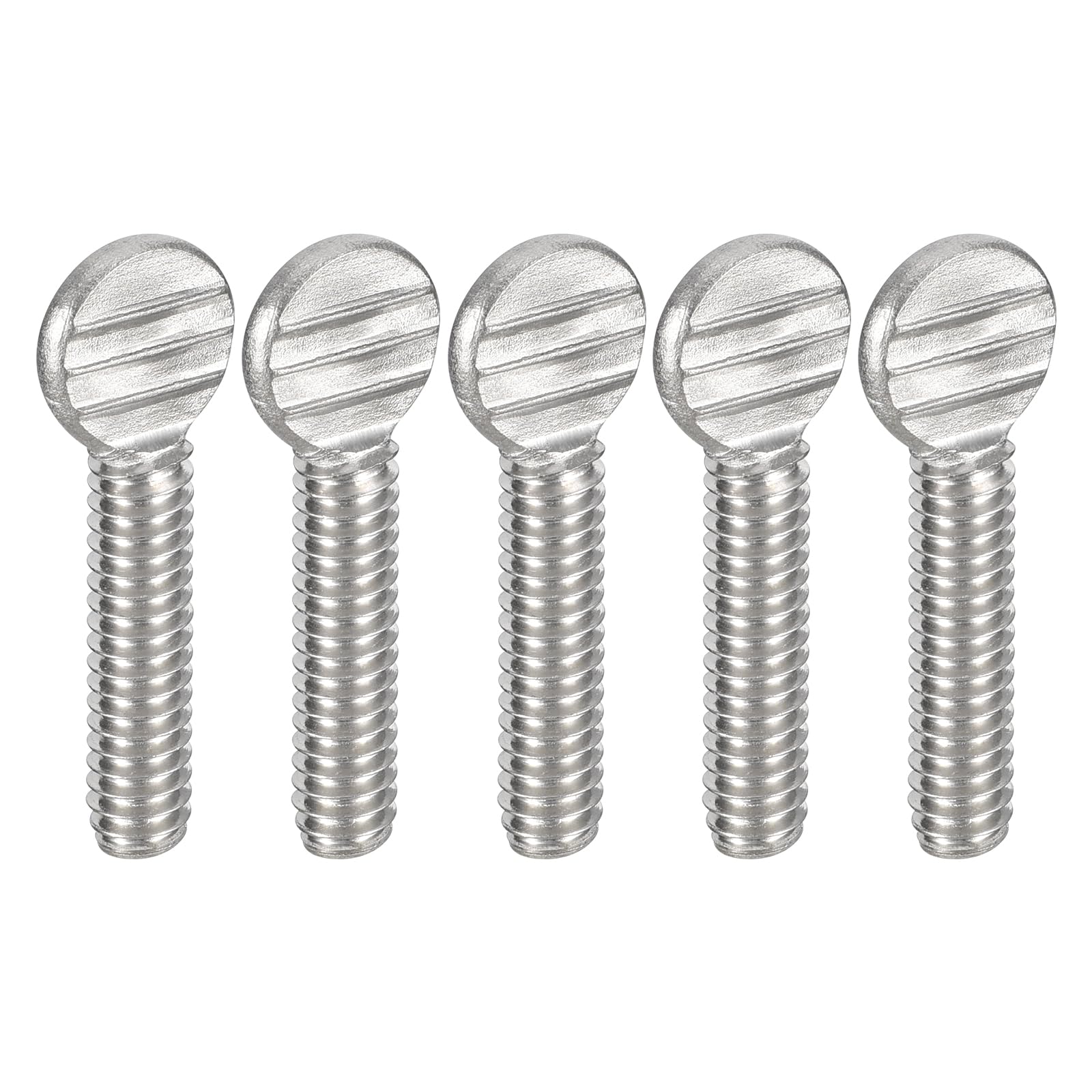 uxcell 1/4-20 x 1 Thumb Screws, 5pcs 304 Stainless Steel Fully Thread Galvanized Finger Tight Racket Screw