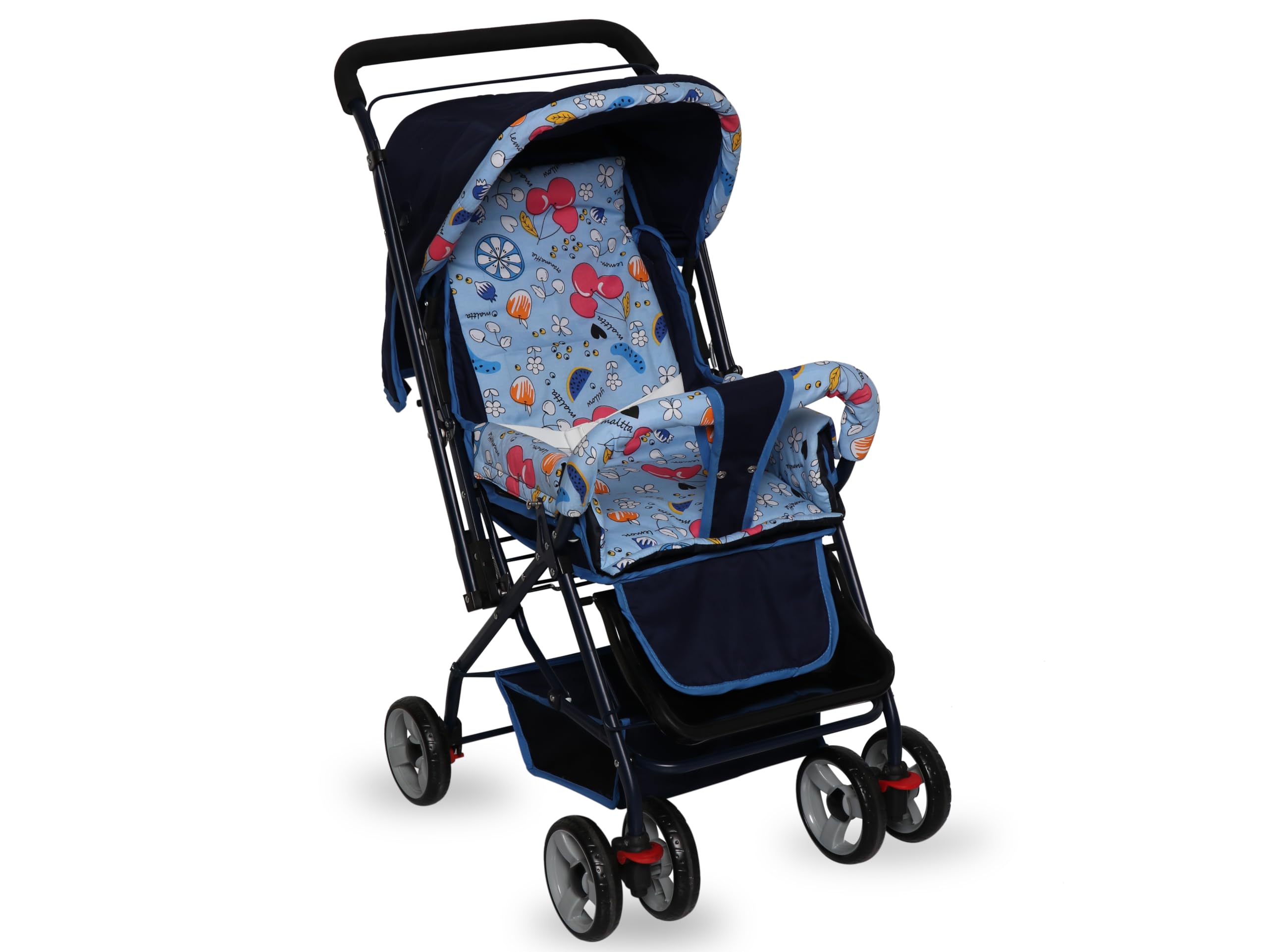 Infanto Dyna Pram With 3 position Seat | Reversible handle Stroller | Lockable swivel wheels with suspension | Shoping Basket-image-4