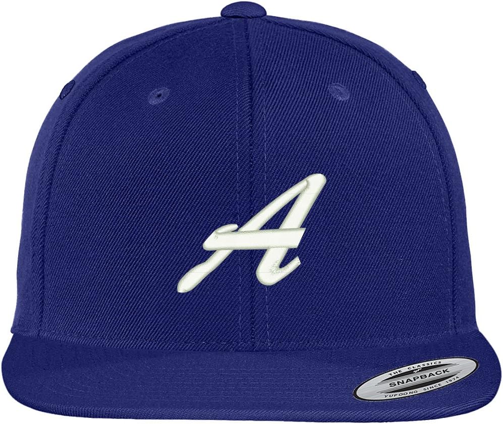 Trendy Apparel Shop Letter A Brushed Script Embroidered Flat Bill Snapback Baseball Cap