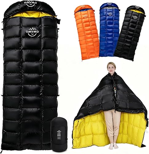 0 Degrees F Down Sleeping Bag 4 Adults,4 Season Rectangle Down Fiber Sleeping Bag 4 Camping Hiking,Can be Used as Blanket Quilt or Cloak