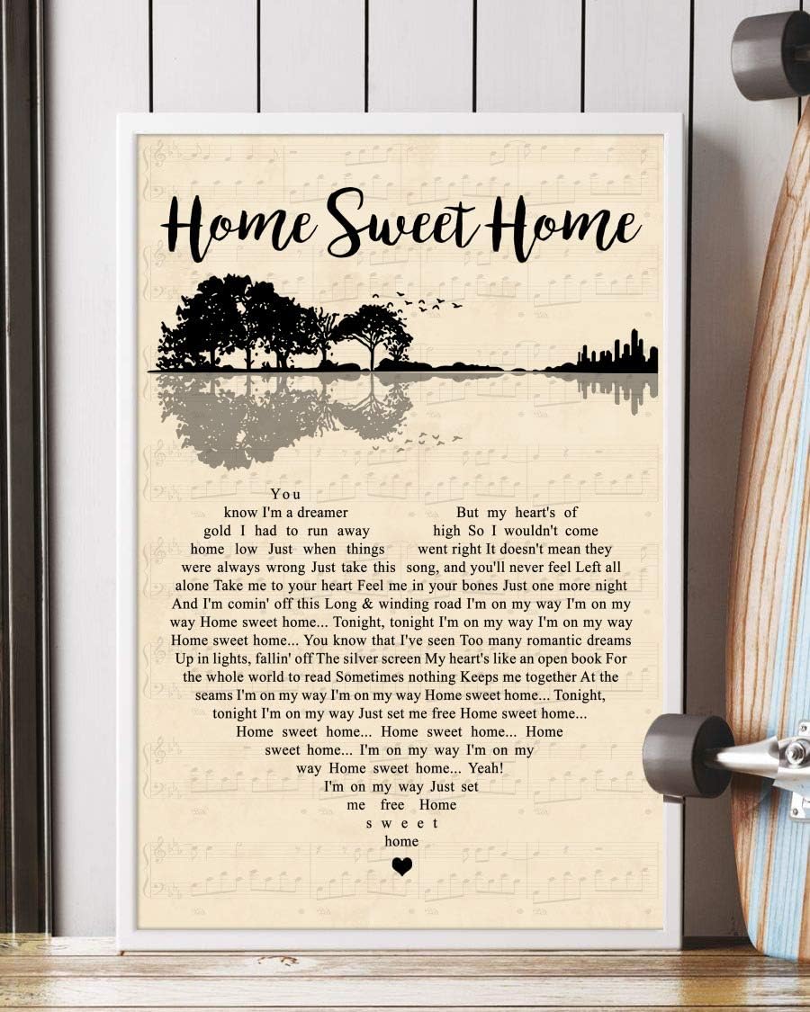 Amazon Com Trendora Decor Home Sweet Home Song Lyrics Guitar Heart Portrait Poster Print 16 X 24 Posters Prints