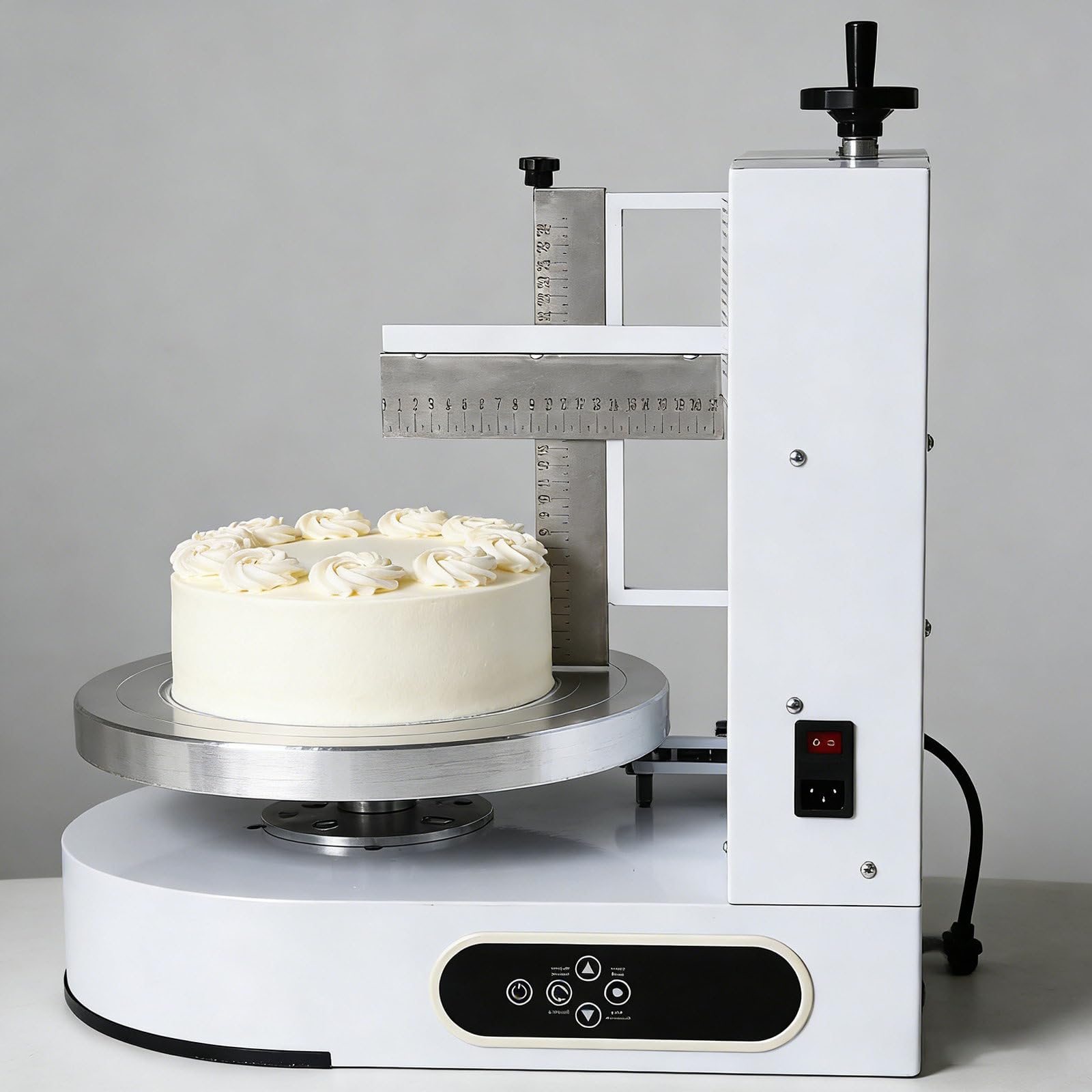 Macchina per decorare torte, spalmatrice automatica in acciaio inox con manico verticale e display LCD per torte da 10-30 cm