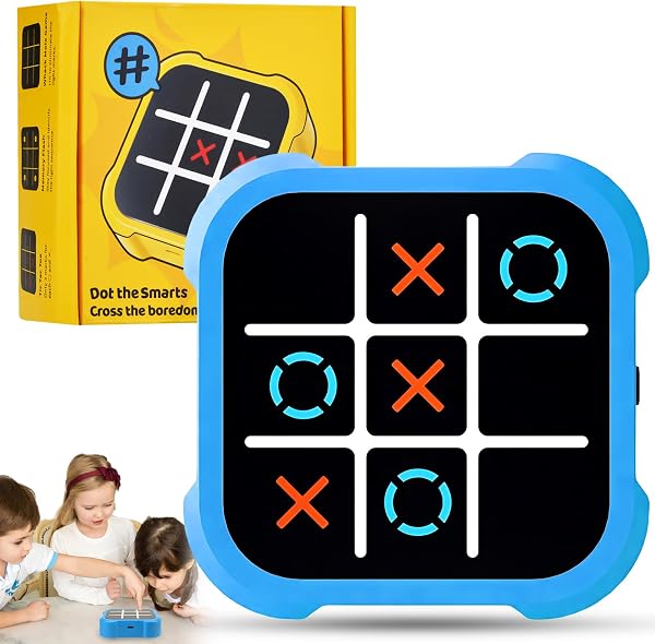 Tic Tac Toe Bolt Game, Jeu De Tic Tac Toe Électronique, Console de Jeu de Voyage Portable, Jeux De Société Fidget Toys, Jouets de Jeu de Puzzle D'échecs Portables pour Enfant et Adultes.(Jaune) - 1