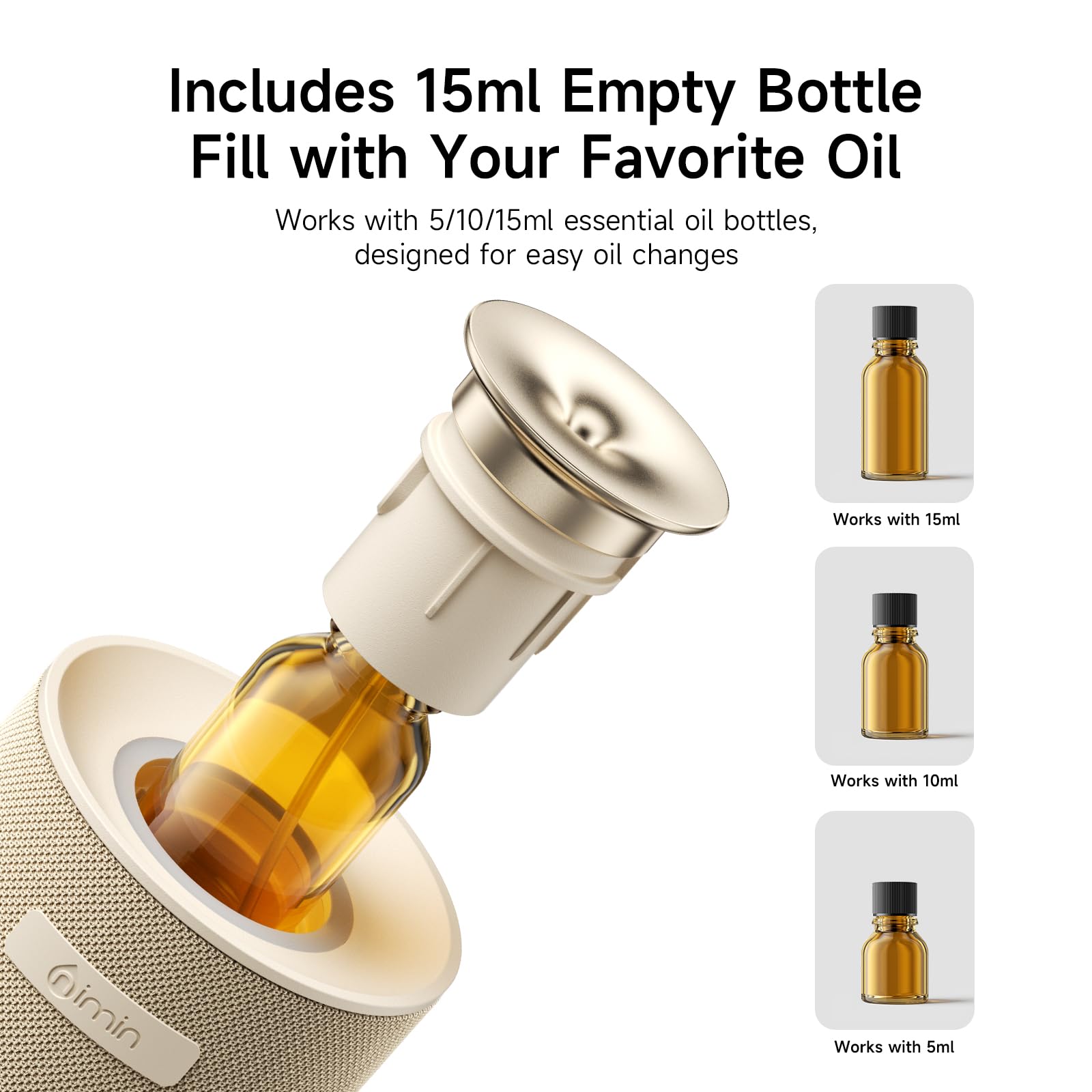 Diffuseur d‘Huiles Essentielles & Diffuseur de Parfum Maison - Diffuseur Huiles Essentielles Voiture Automatique, Mode Interchangeable, Intensité Réglable 5/10/15ml
