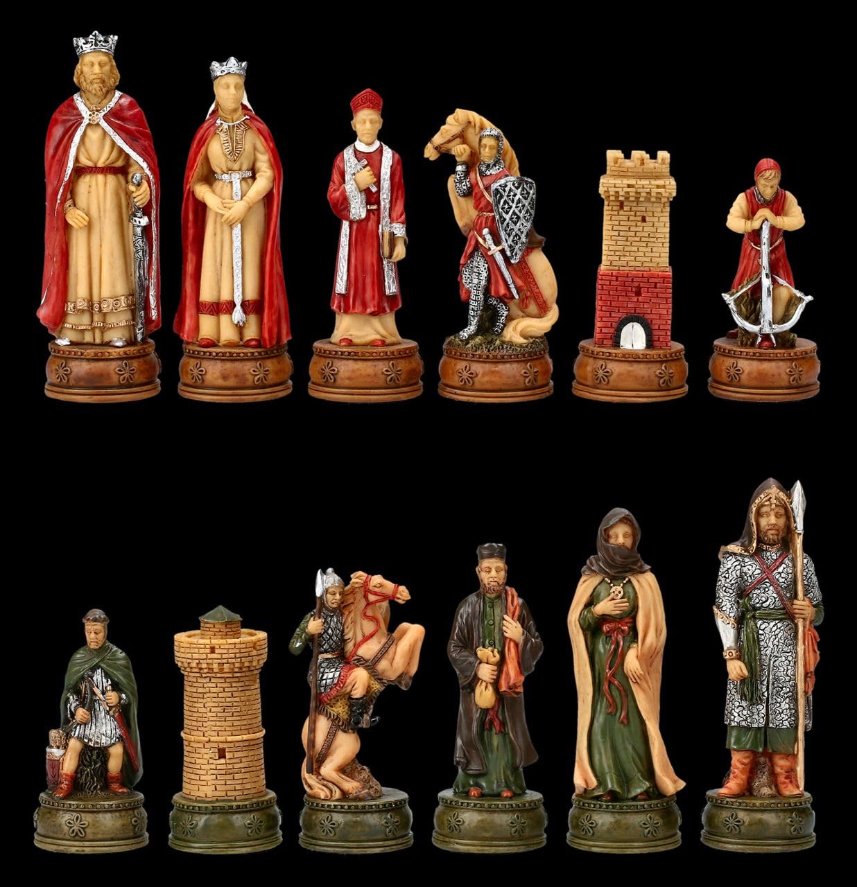 Juego de piezas de ajedrez Camelot Rey Arturo, 32 figuras de hasta 8 cm de