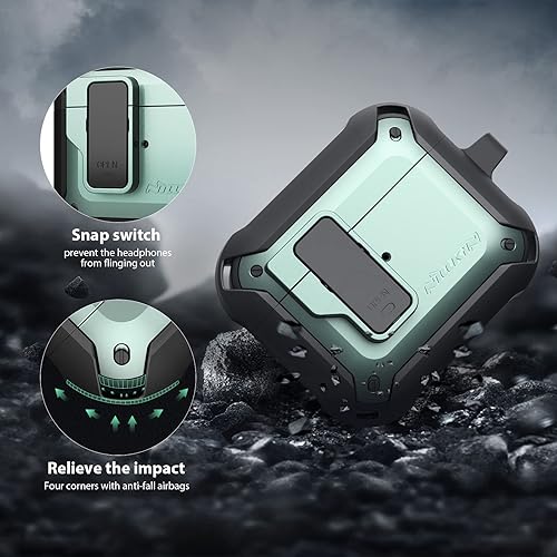 Miniatura 3 de Nillkin Funda para Airpods 3 con bloqueo magnético seguro, funda protectora para Airpods 3 con llavero de metal, cuerpo completo a prueba de golpes