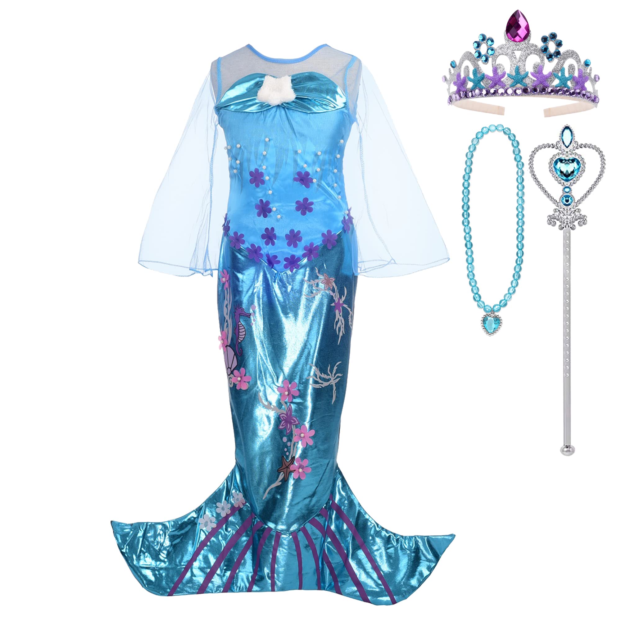 Lito Angels Costume da Sirena per Bambina, Vestito da Festa di Halloween e Compleanno