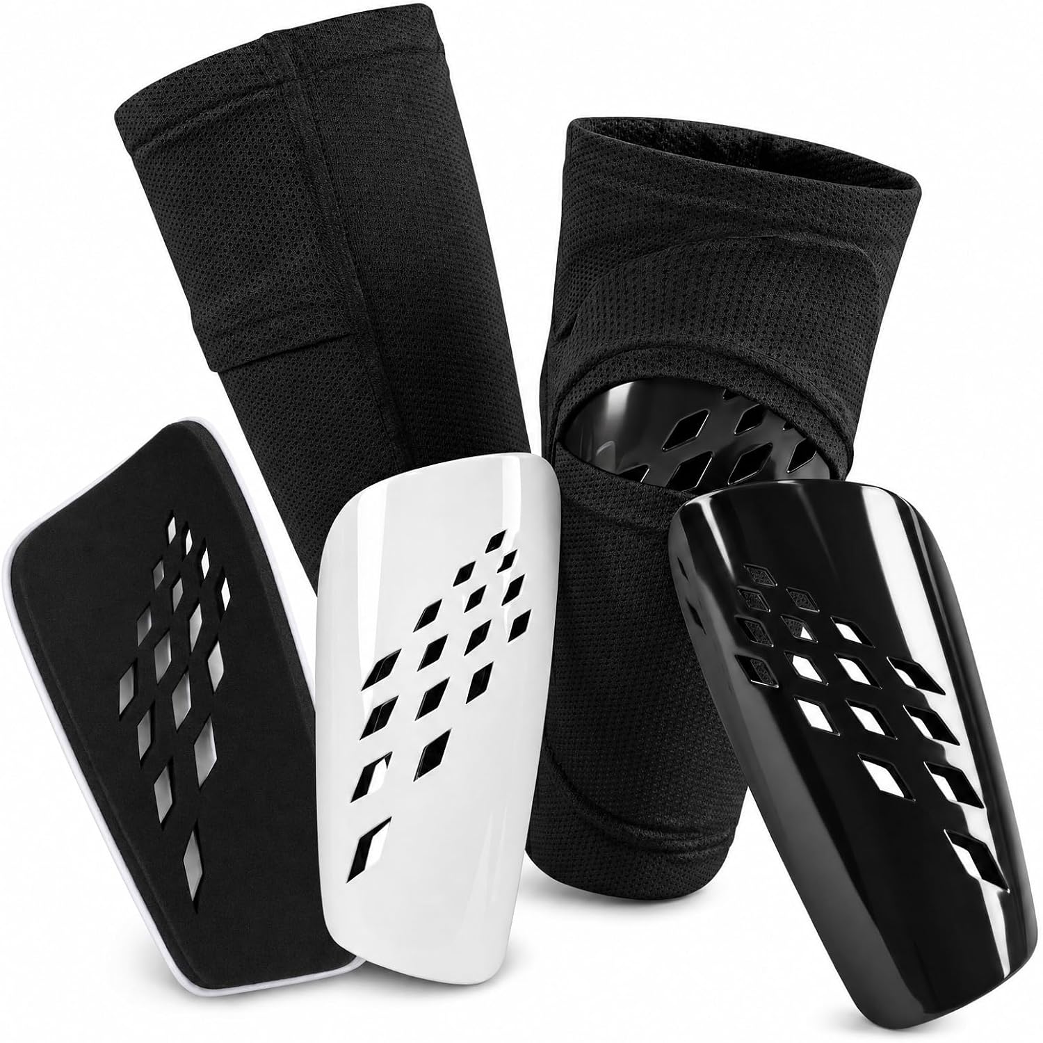 ZEVOX 2 Pair Soccer Shin Guards-Optimized Insert Sleeve Set | For Kids, Youth, and Adults - Breathable & Lightweight Shin Pads, Football Gear for Boys and Girls