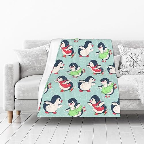 Miniatura 2 de Penguin Throw Blanket for Women Soft Summer Fleece Blanket Washable Travel Lightweight Blanket for Sofa Bed Couch All Season (50"x40")