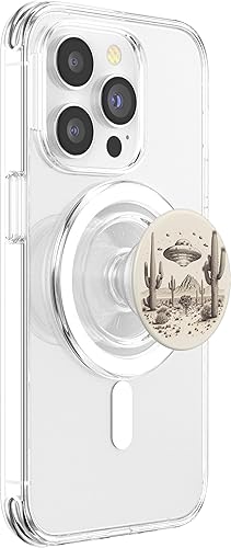 Miniatura 3 de Platillo OVNI Flying Aliens rodeado de cactus PopSockets MagSafe PopGrip para iPhone