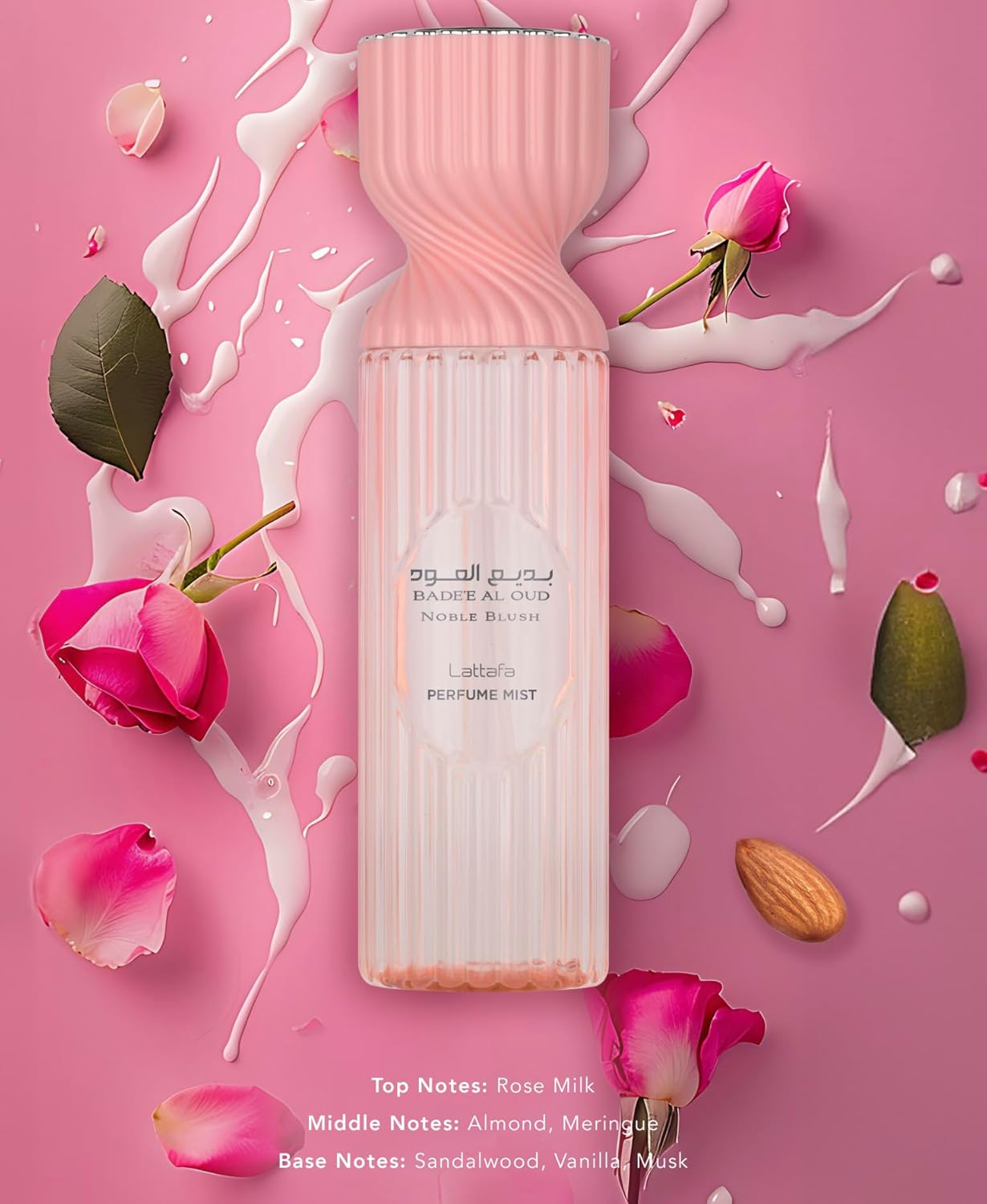 Lattafa Badee Al Oud Noble Blush Perfume Mist 250ml – Body Spray with Rose Milk, Almond, Meringue, Sandalwood, Vanilla & Musk Notes - Image 2