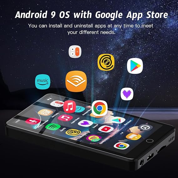 144GB MP3 Player with WiFi & Bluetooth, 4.02 IPS HD Touch Screen, MP4 Player with Speakers, Music Player for Kids, Android Music Player Preloaded with Spotify, Deezer, Play Store