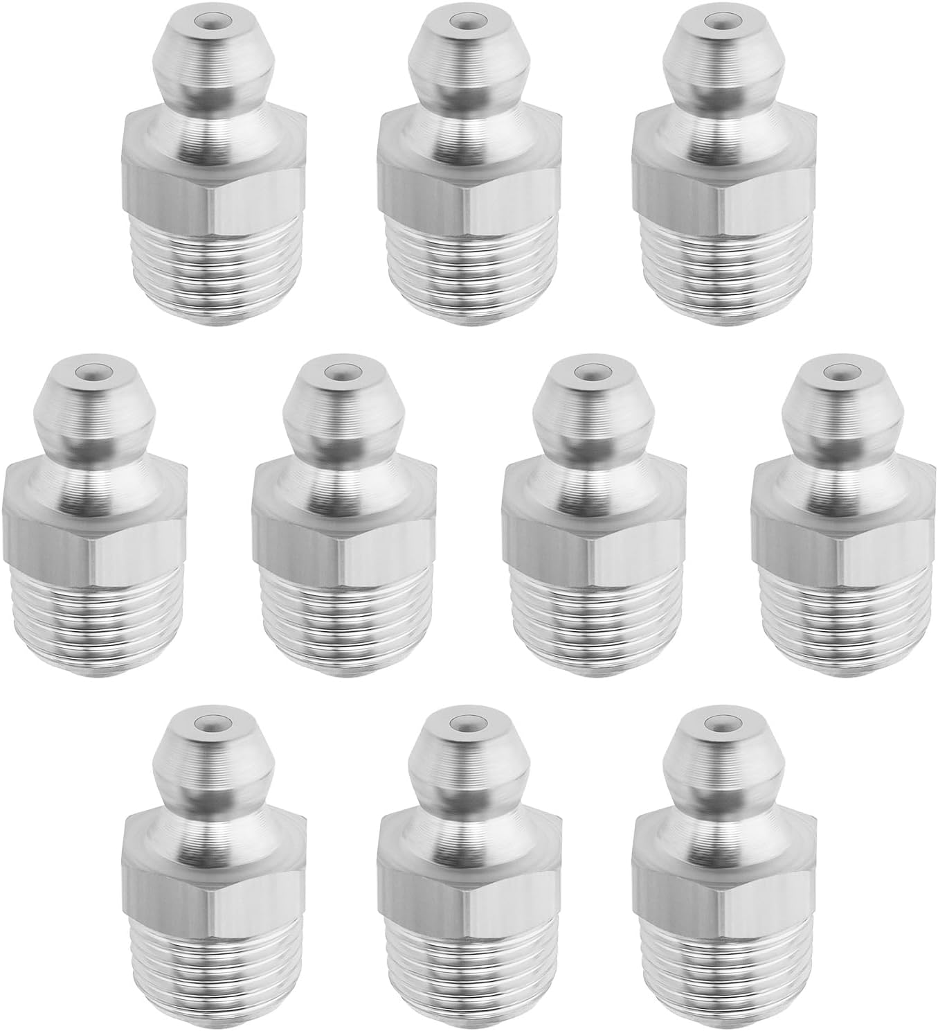 Pack of 10pcs Straight Grease Fitting PT 1/8-28 Inch Thread Hydraulic Grease Nipple Accessories for Car Ship 304 Stainless Steel