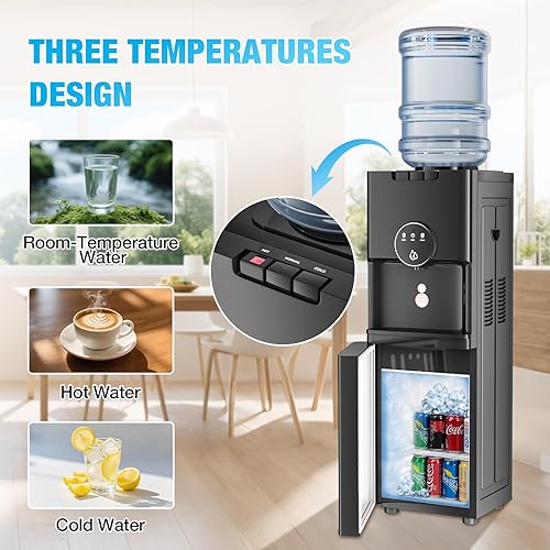 Miniatura 5 de TABU Enfriador de agua de carga superior con enfriador de bebidas 20CAN, dispensador de agua caliente y fría, para botella de 3 o 5 galones, con