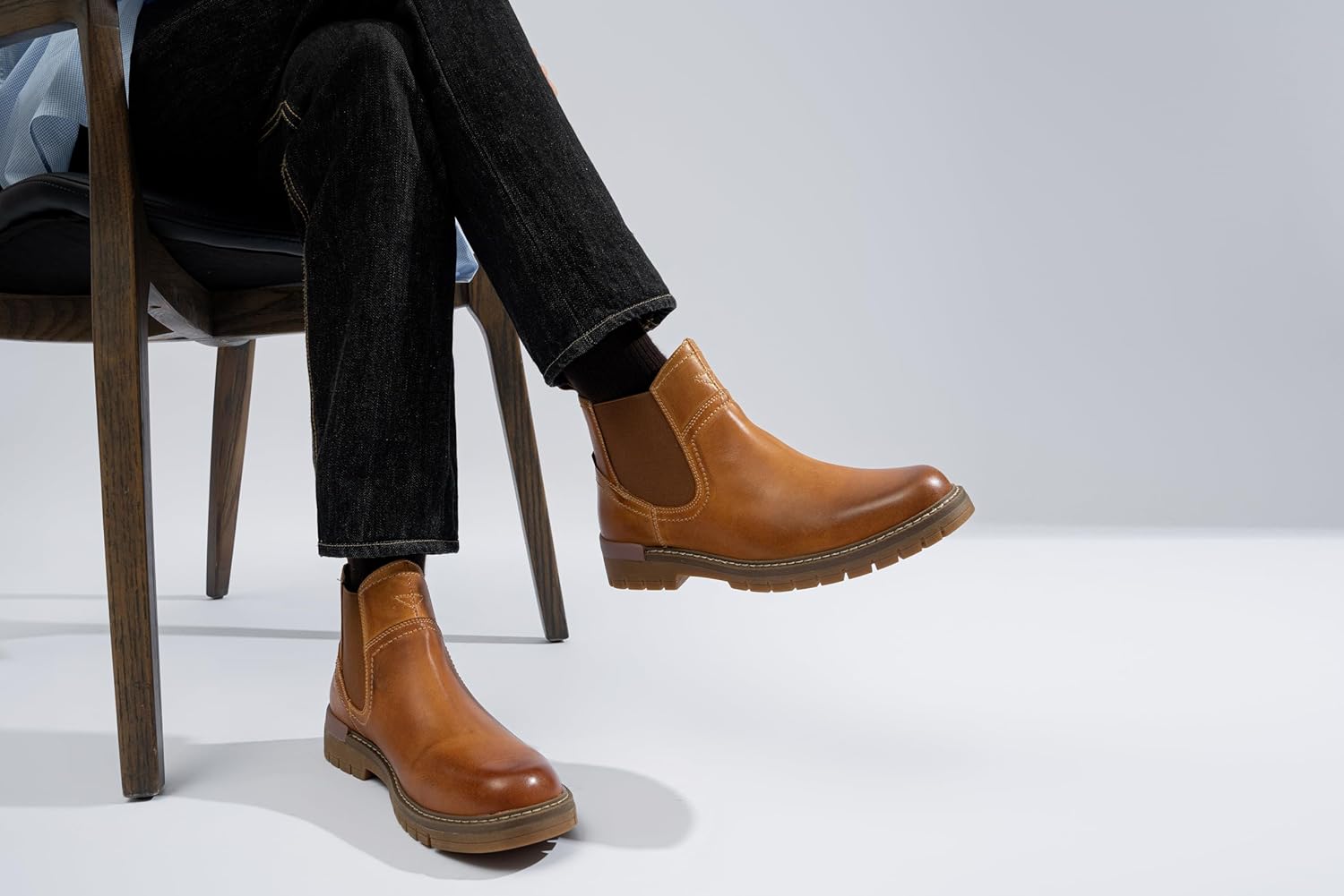 Jousen Chelsea Boots Casual Slip On Ankle Waterproof Mens Boots - Image 2