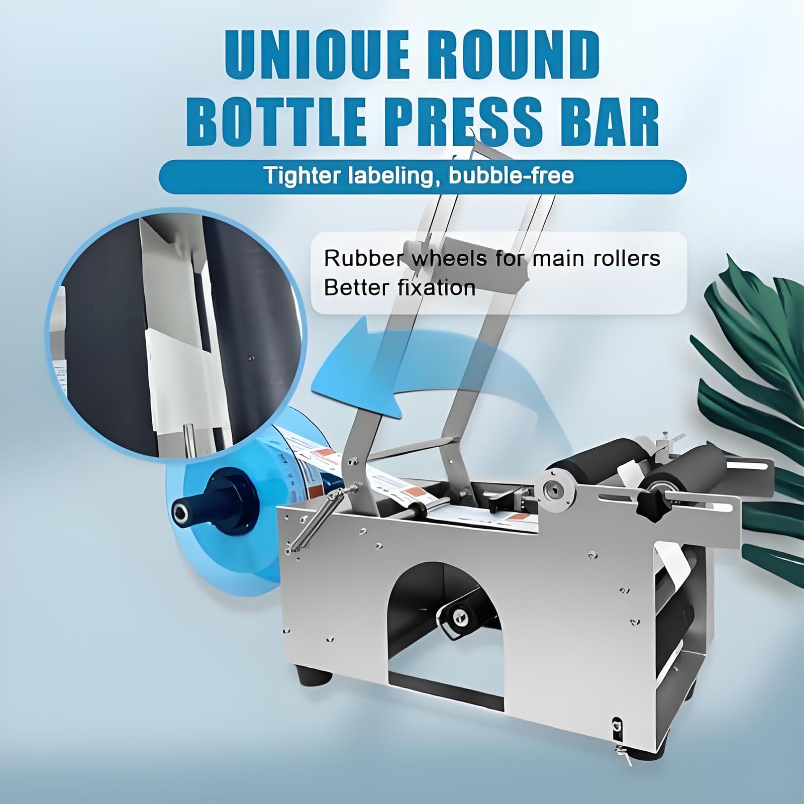 Etichettatrice semiautomatica per bottiglie rotonde, etichettatrice manuale per contenitori, diametro 15-120 mm, 20-40 pezzi/min, per cosmetici bevande alimentari